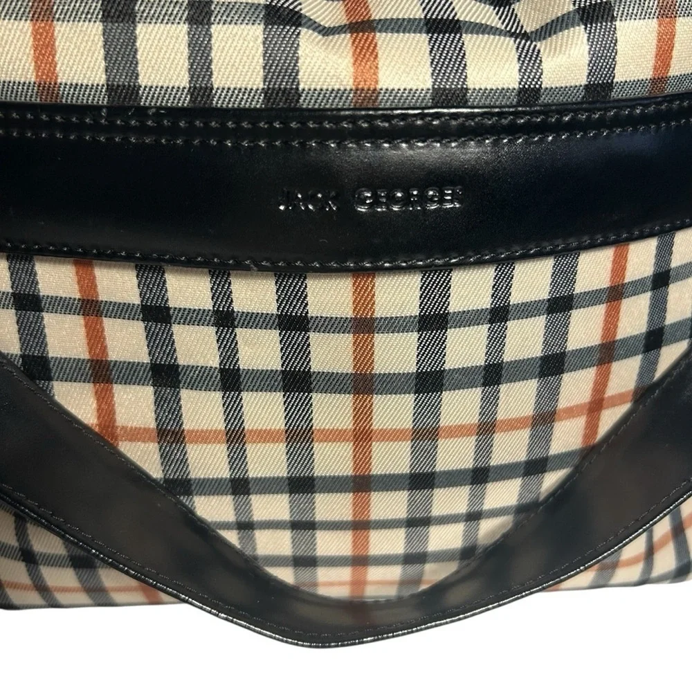 Jack Georges Patent Leather and fabric laptop bag.